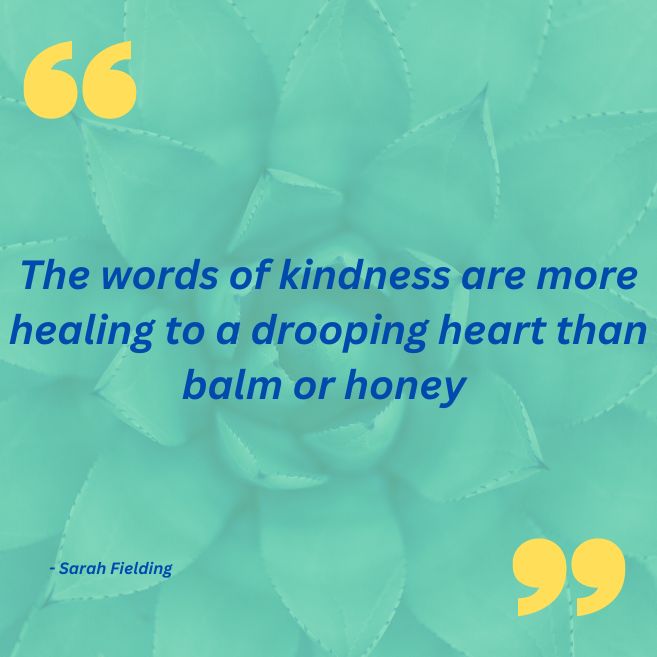 A quote on kindness, mental health, and well-being for kids by Sarah Fielding