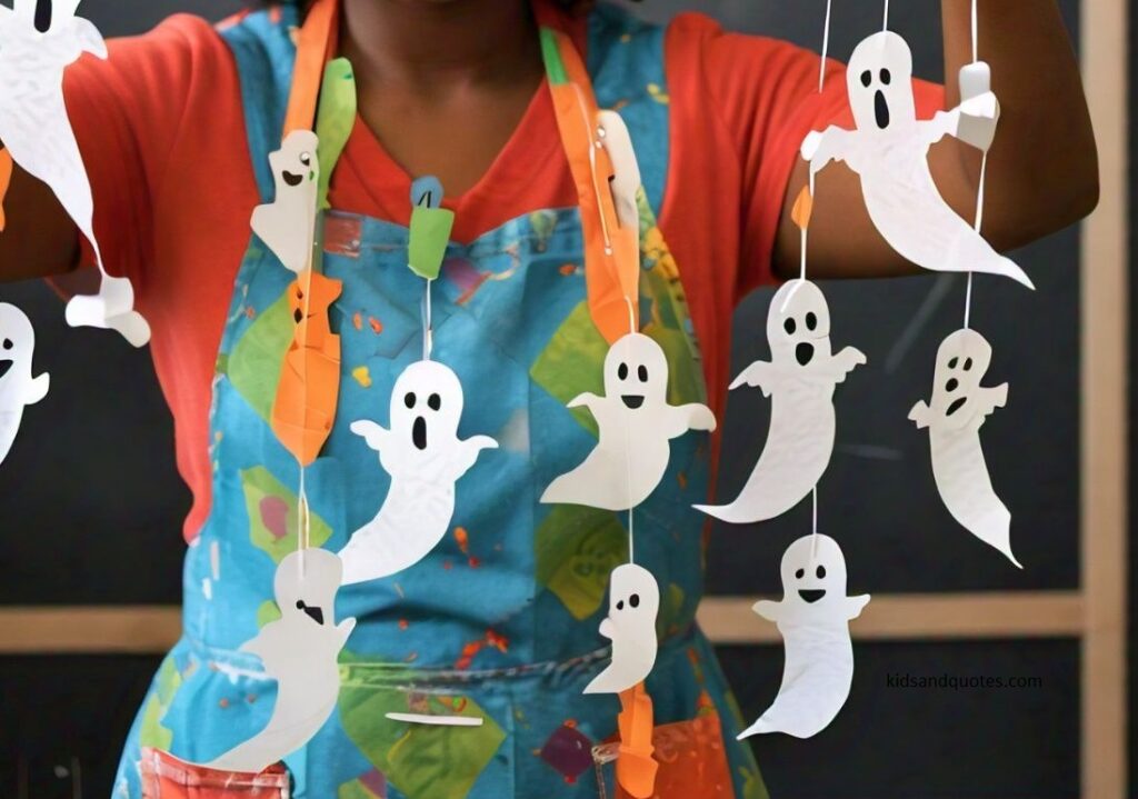 Ghost Paper Chain - A Halloween craft for preschoolers.