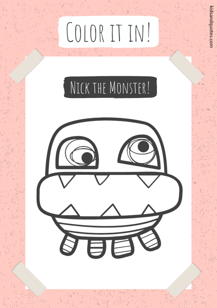 Printable high-quality Halloween coloring page - Nick the monster