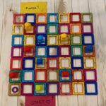 A no-screen coding grid for kids with Magnetic Tiles.