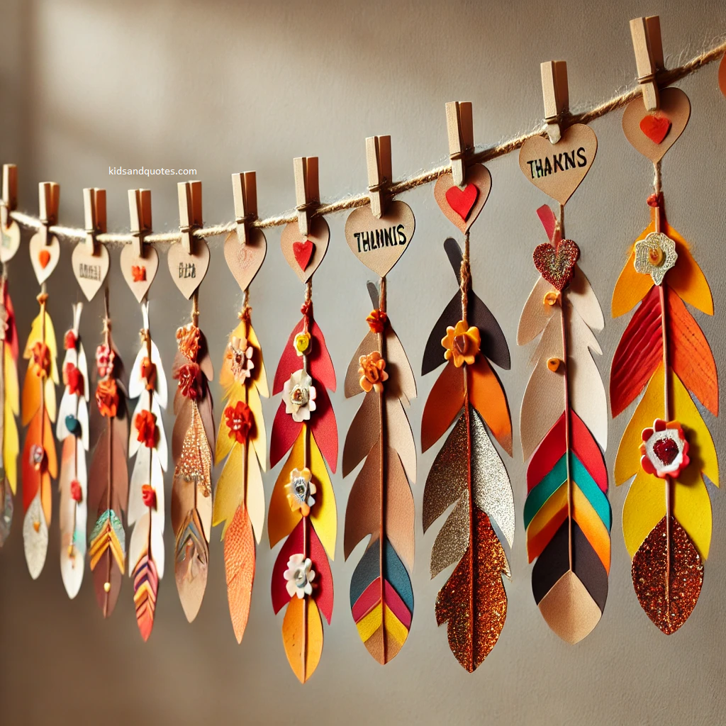 Feather garland - an easy thanksgiving project