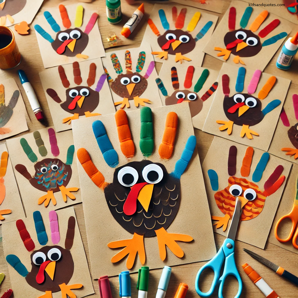 Handprint turkey - thanksgiving craft  for kindergarten.