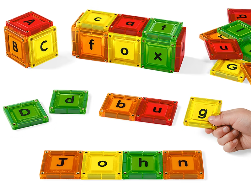 Double-sided magnetic letters for toddlers