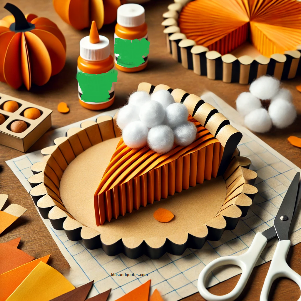 Pumpkin pie paper craft - a kindergarten paper craft on thanksgiving occasion.