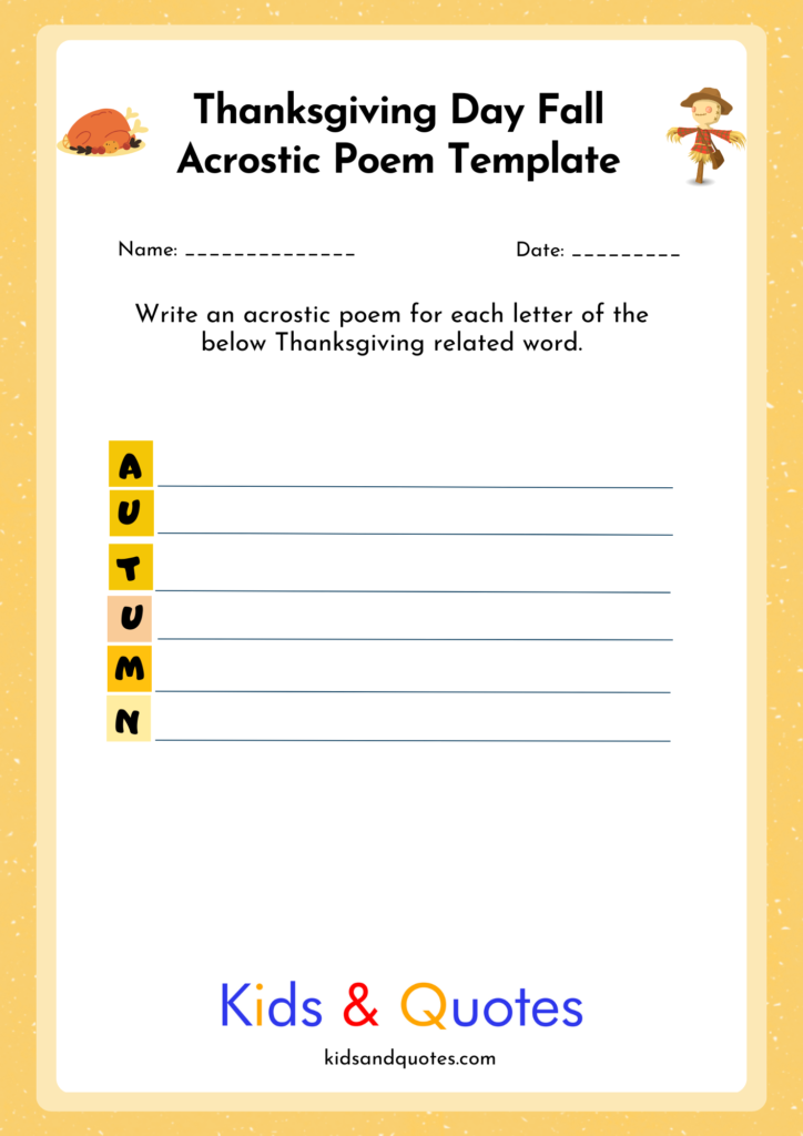 AUTUMN - Acrostic template.