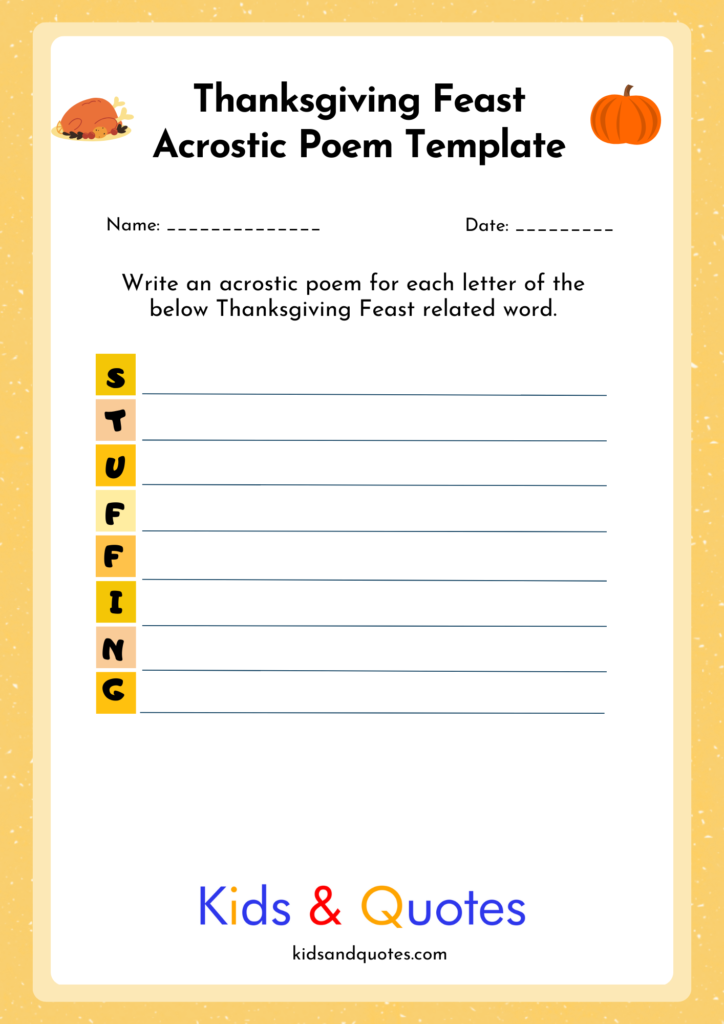 STUFFING - Acrostic poem template.