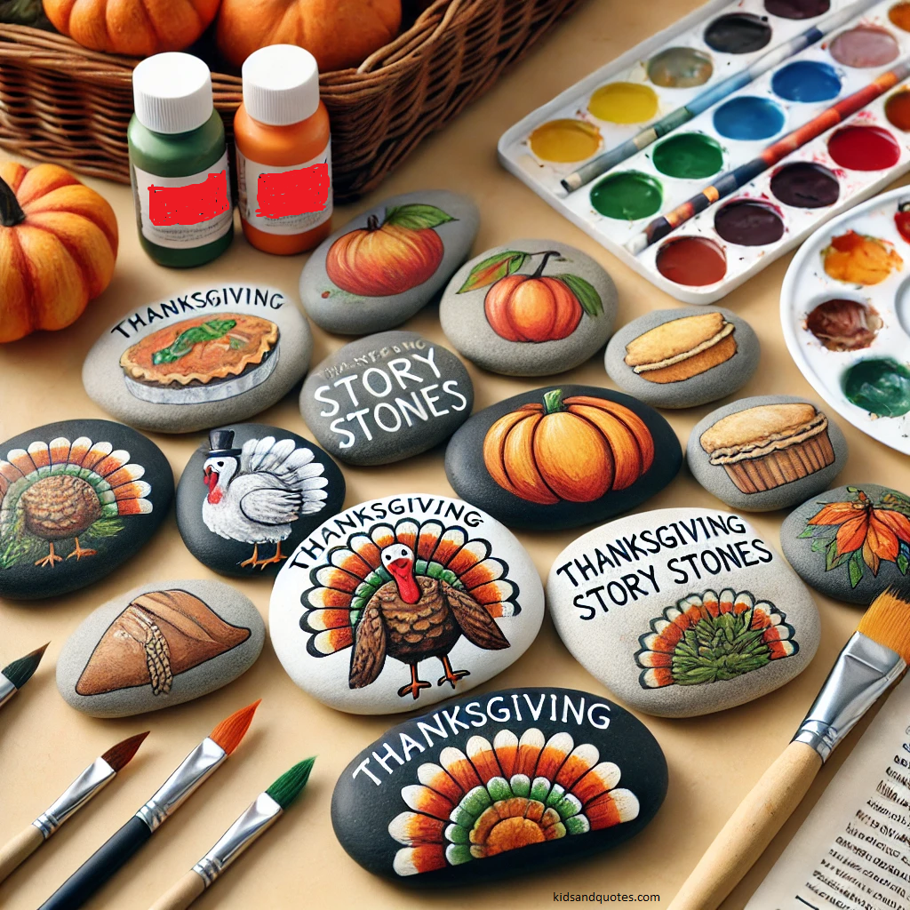 Thanksgiving story stones, an art and craft activity.