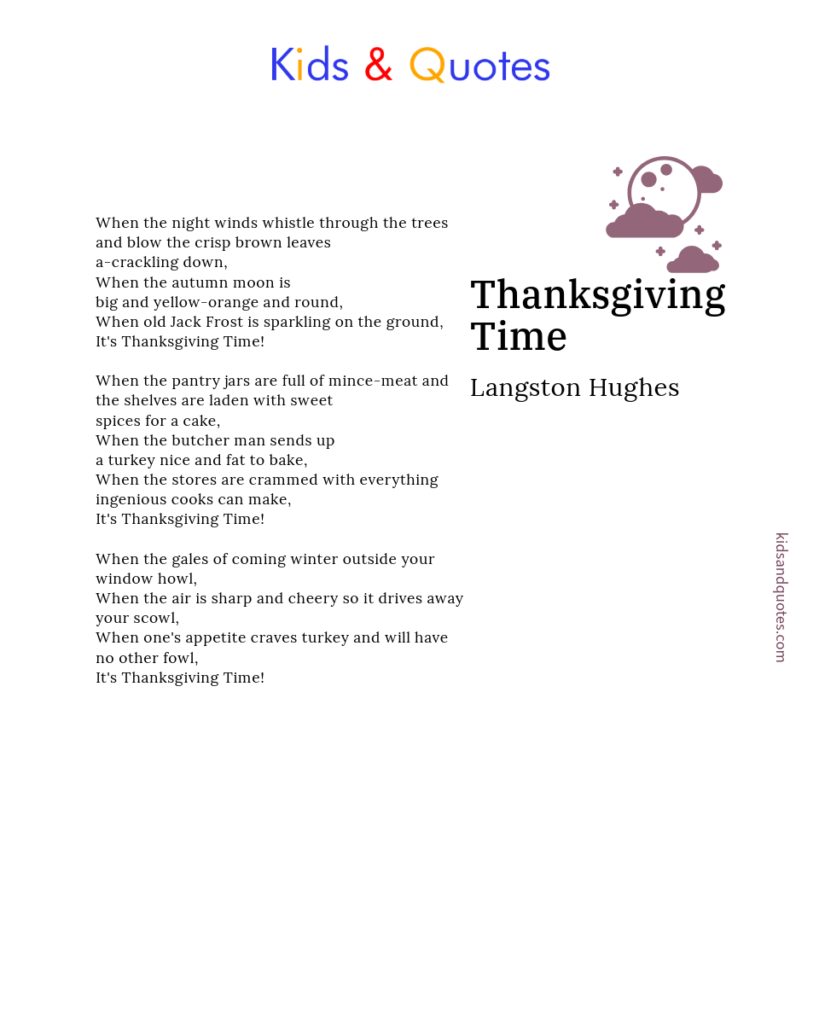 Thanksgiving Time, a printable poem by Langston Hughes.