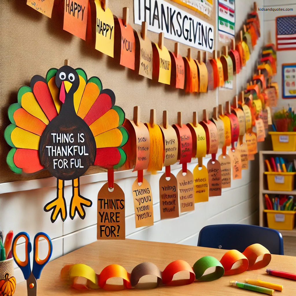 Turkey gratitude chain for thanksgiving.