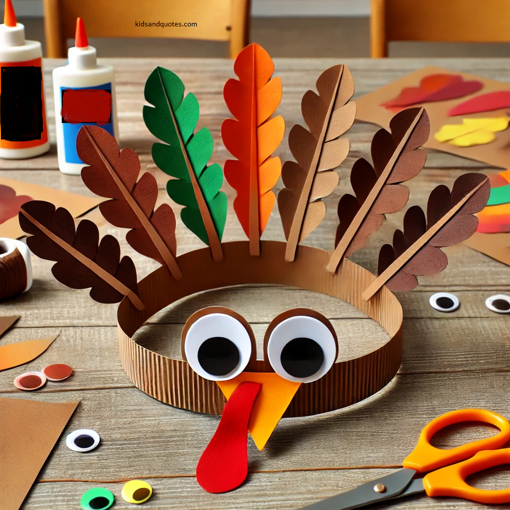 Turkey headband, a kindergarten thanksgiving fun activity for children.