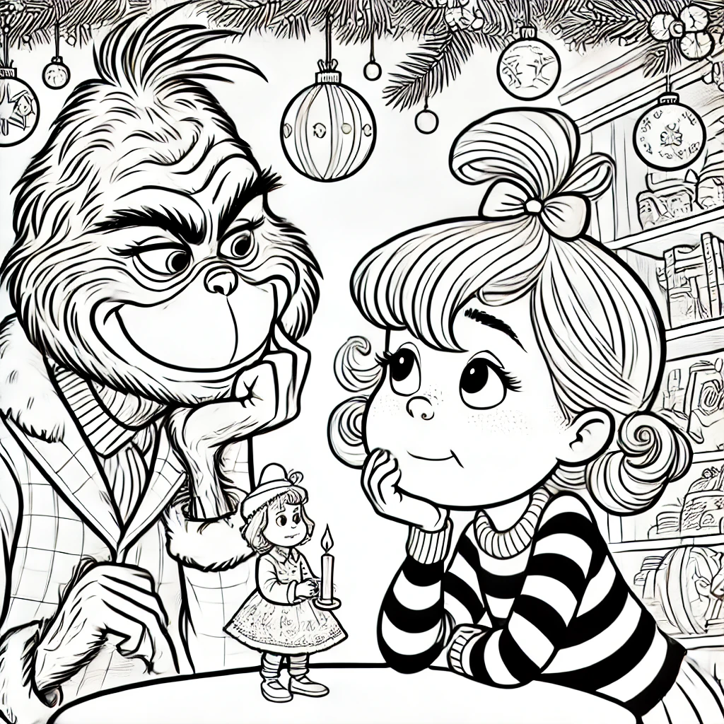 Cindy Lou and the Grinch in a heartwarming scene. 