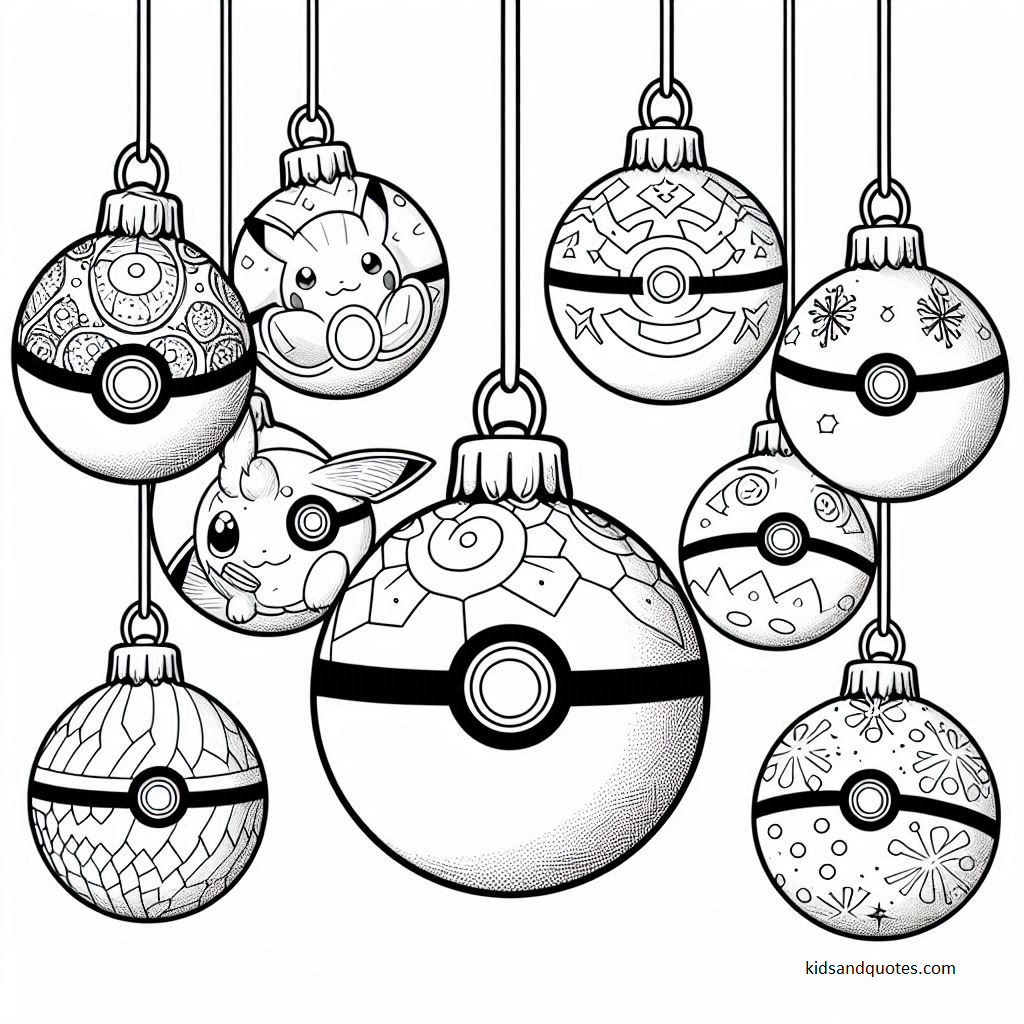 Poké Balls redesigned as Christmas baubles.