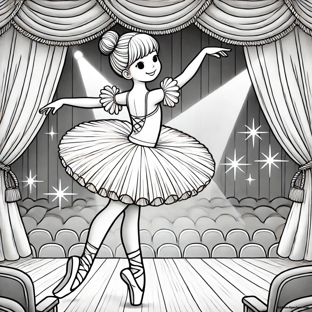 A young Ballerina twirls under the bright stage lights.