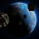 Asteroids traveling towards earth.