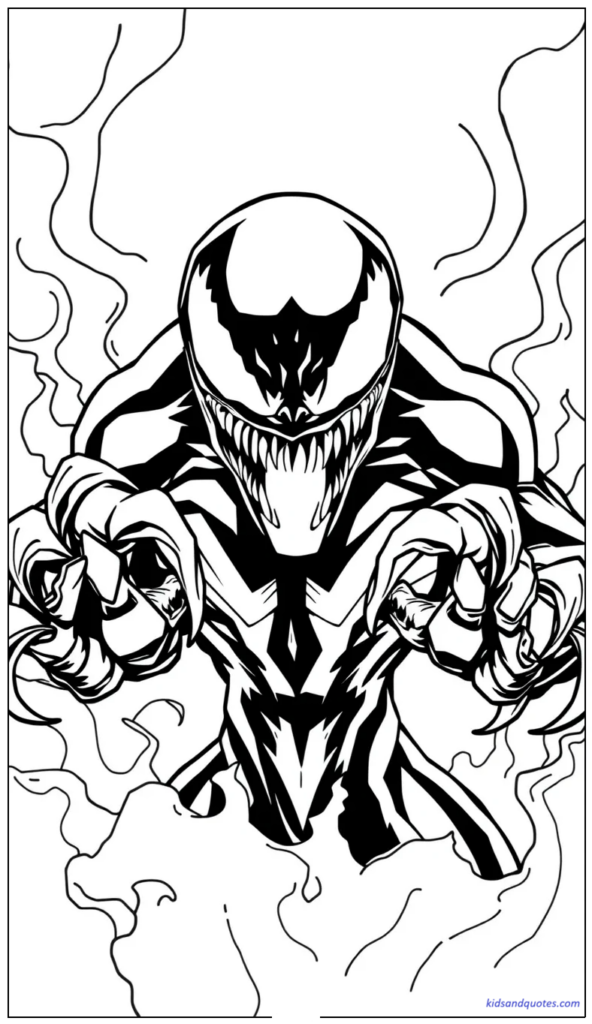 Venom with large glowing-style eyes in a dramatic pose.