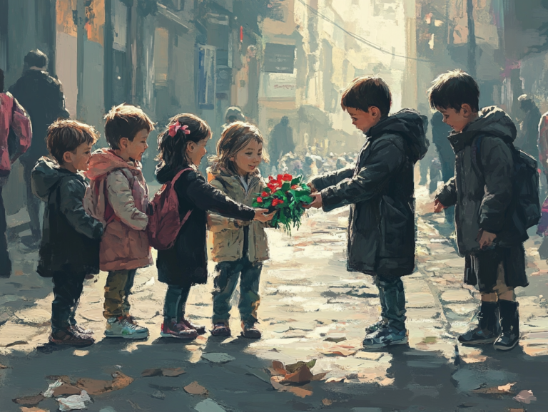 A group of children in acts of kindness - short story.