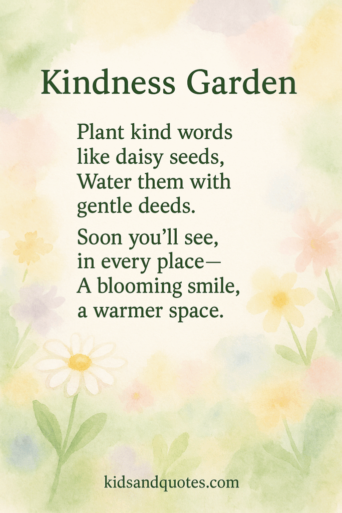 Kindness garden - Rhyming kindness poem for kids.
