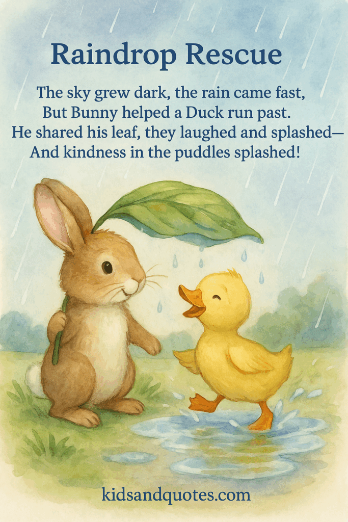 Raindrop rescue - rhyming kindness poem.