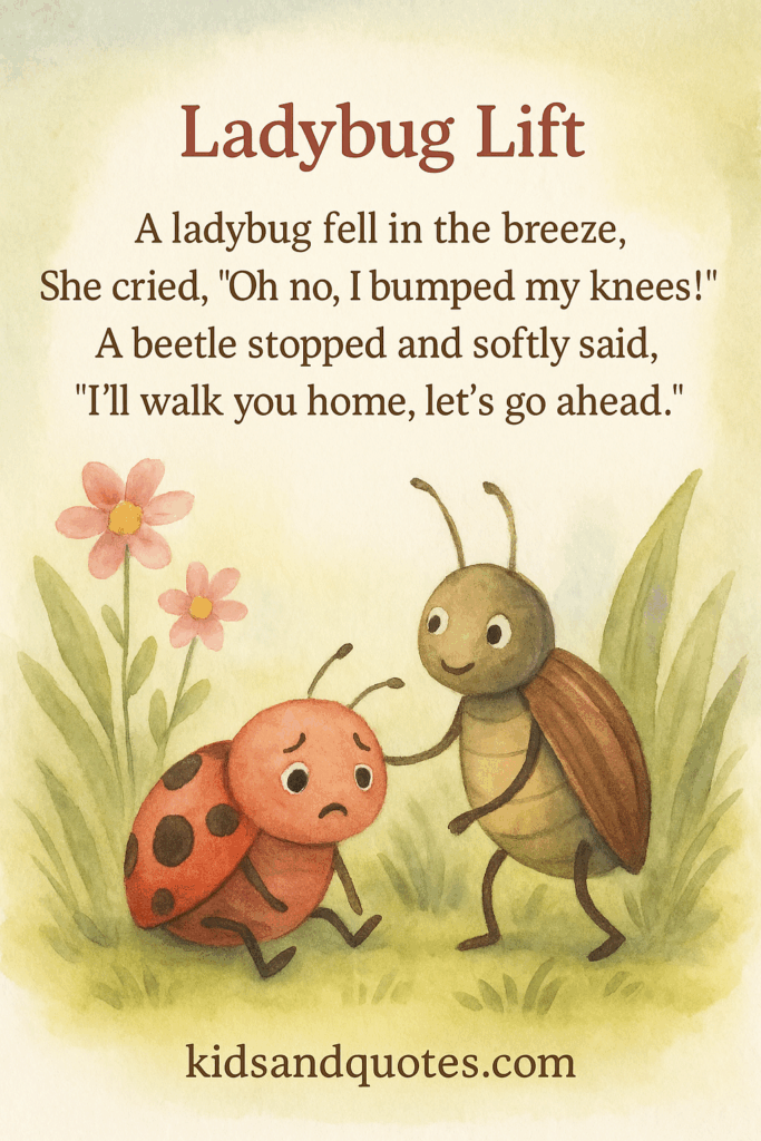 Ladybug lift - A short kindness poem that rhymes.