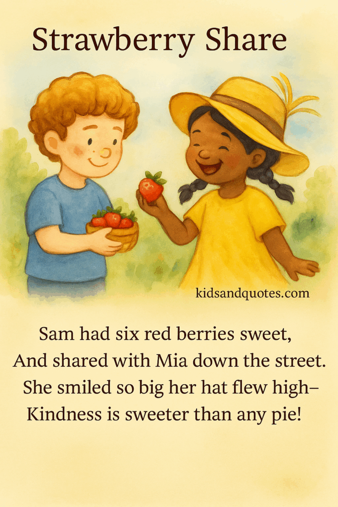 Strawberry share - rhyming kindness poem.