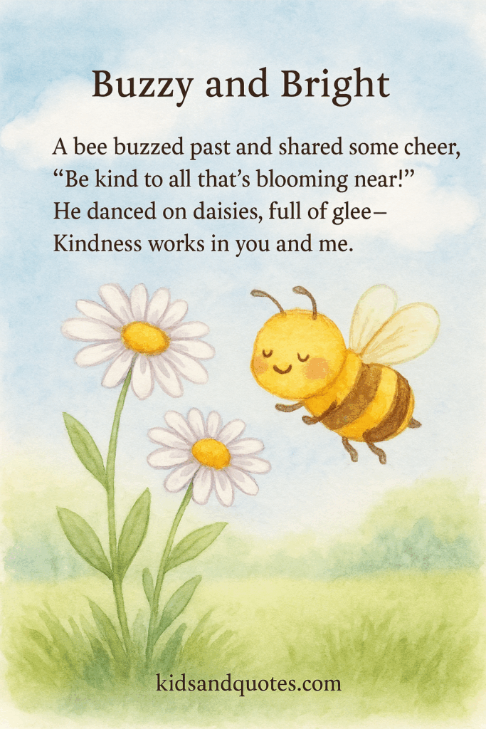 Buzzy and bright - rhyming kindness poem.