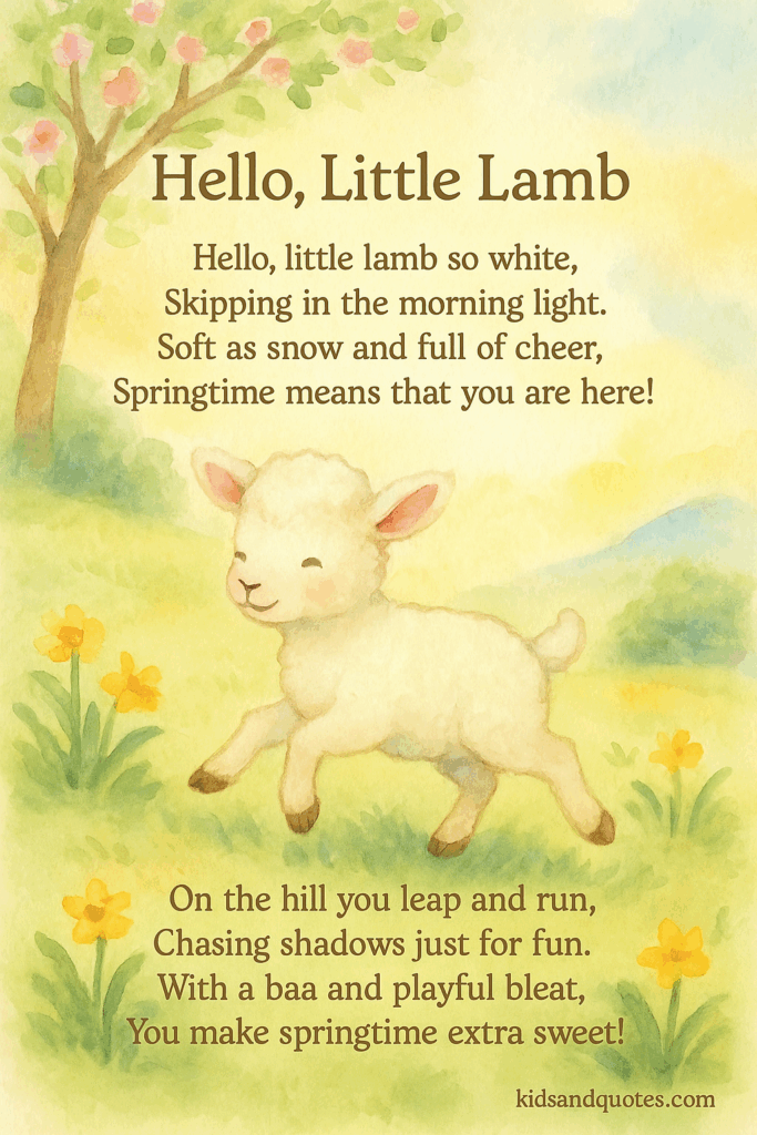 Hello, Little Lamb - An easy to remember poem for students.