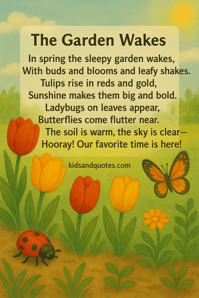 The Garden Wakes - an easy to memorize poem for students.