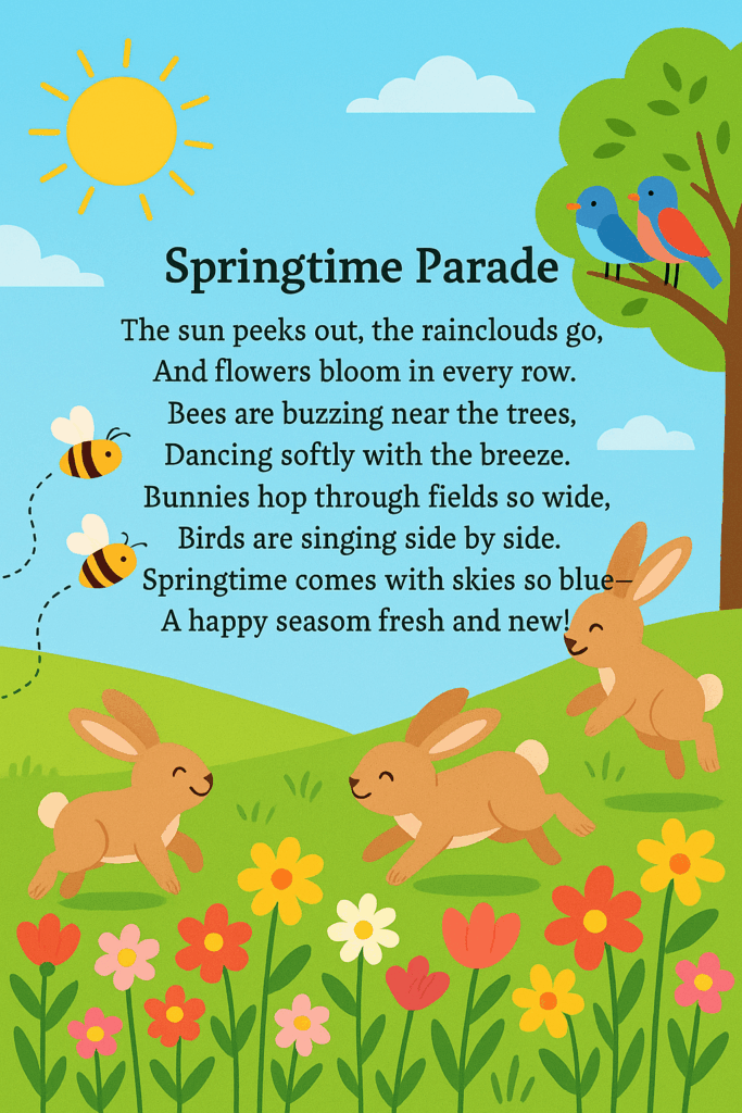 Springtime Parade - An easy to memorize 8 line poem.