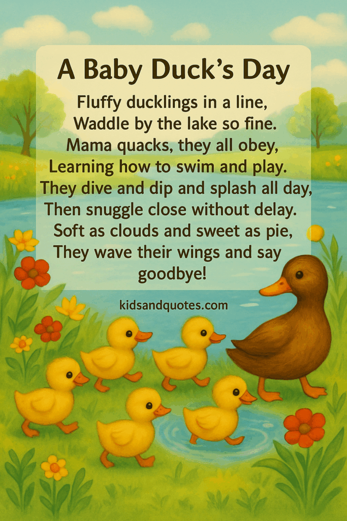 A Baby Duck's Day - Easy 8-line poem to memorize.