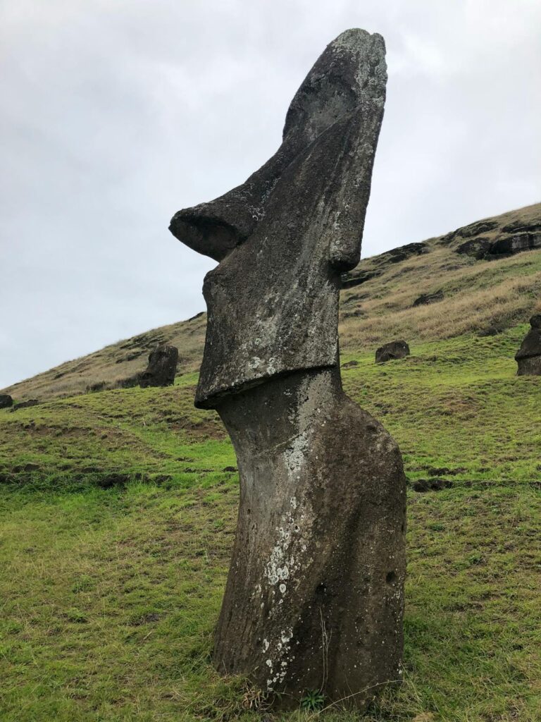 Moai statue in closeup.