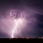 Storm, thunder striking from the sky.