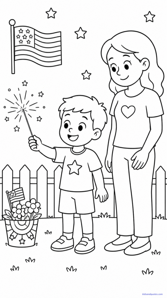 Child holding sparklers safely with an adult nearby.