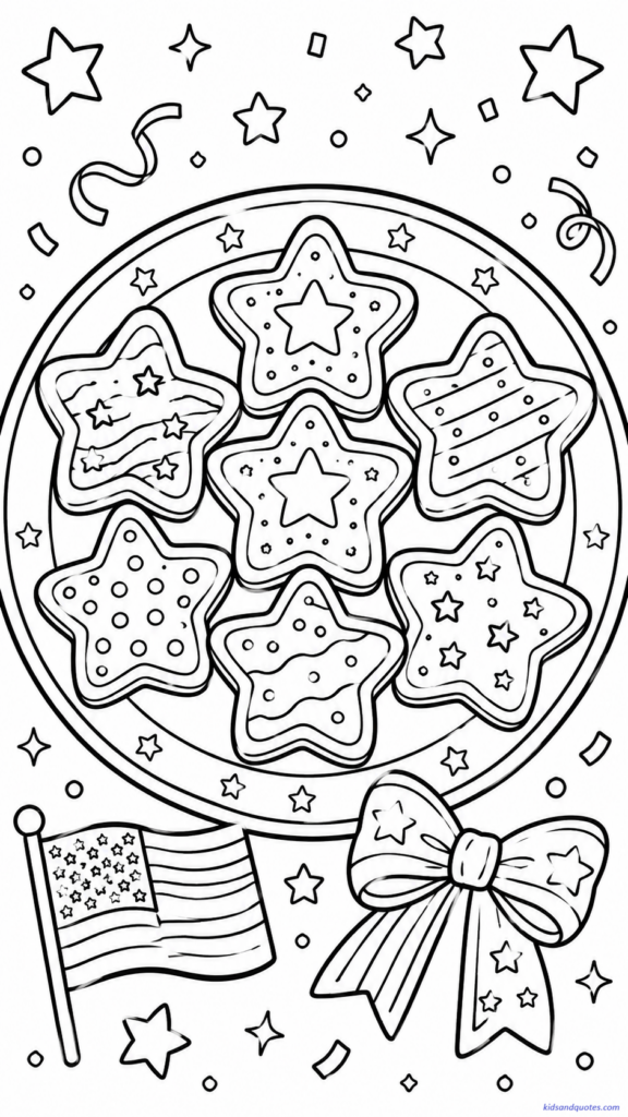 Free fourth of July printable: Cookie plate with star-shaped cookies.