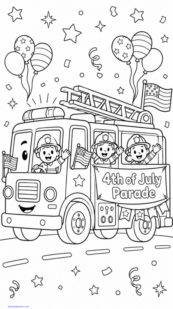 Firetruck in a patriotic parade.