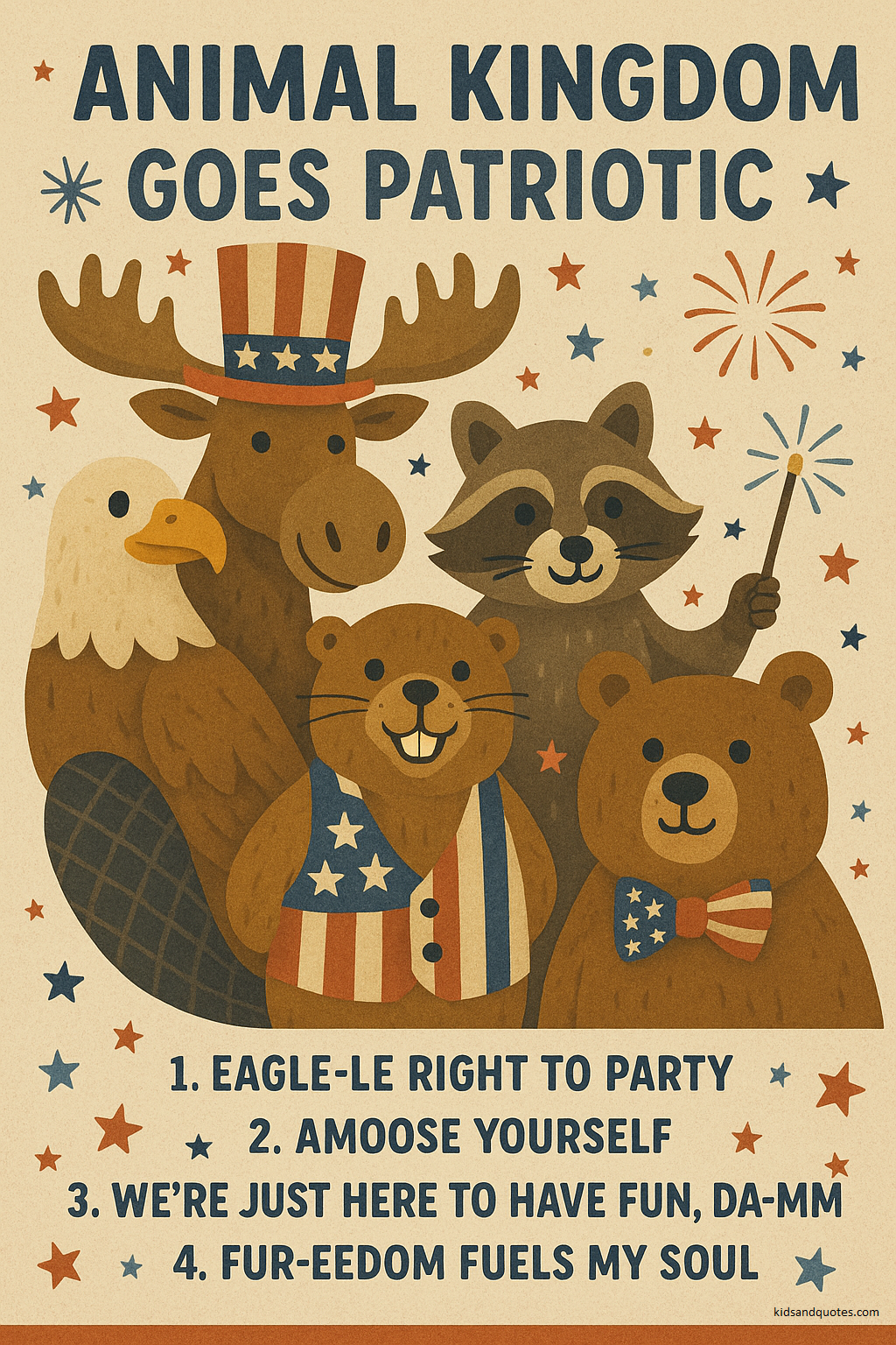 Fourth of July Puns - Animals go patriotic.
