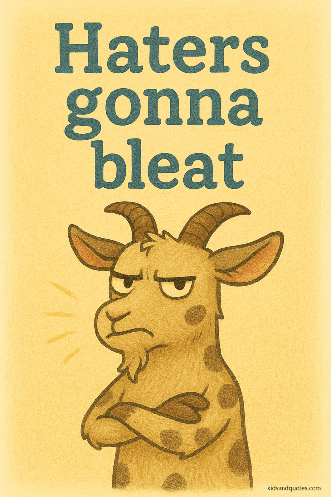 Goat pun with caption - Haters gonna bleat