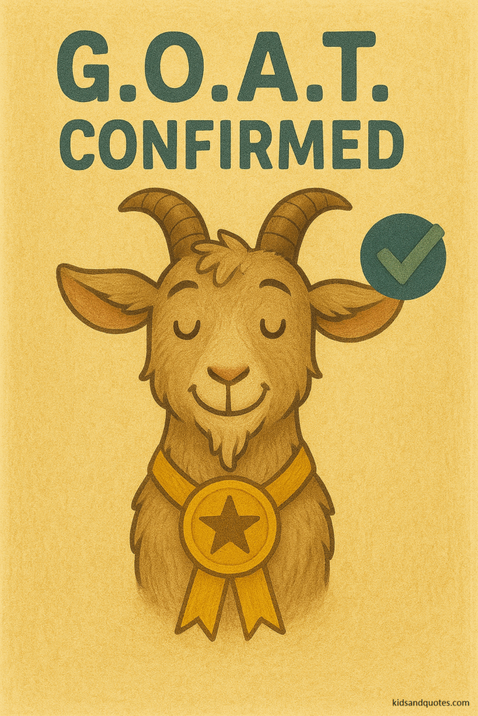 Goat pun with caption - GOAT status confirmed