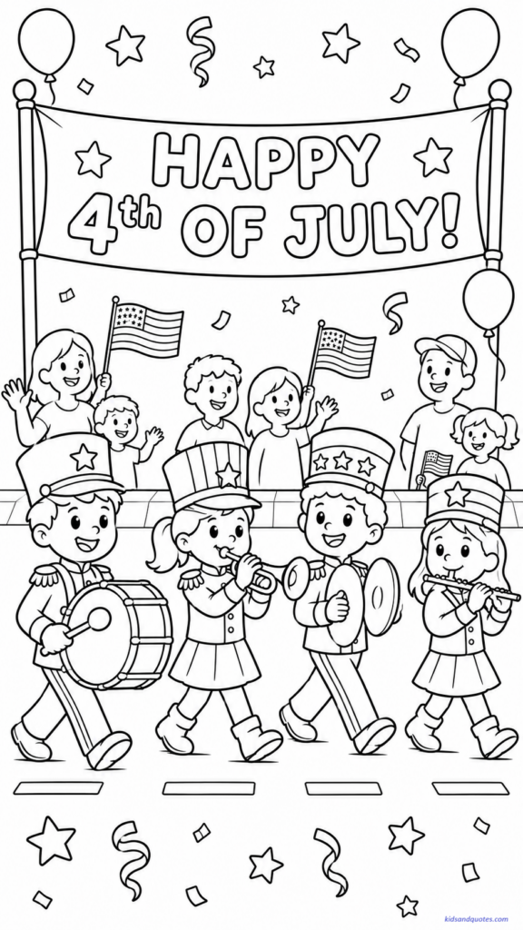Marching band in a 4th of July parade.