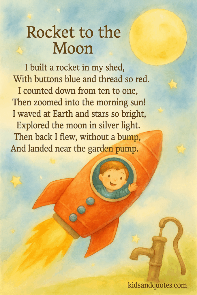 Rocket to the Moon - an easy to remember poem