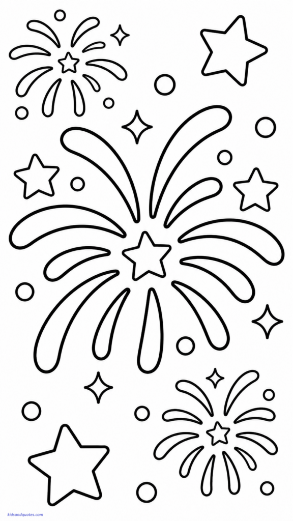 Independence Day Coloring Page: Simple fireworks burst

