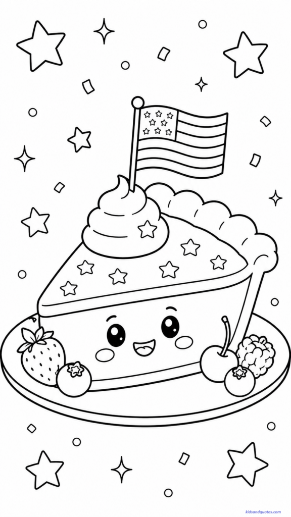 Slice of pie with a little 4th of July flag.