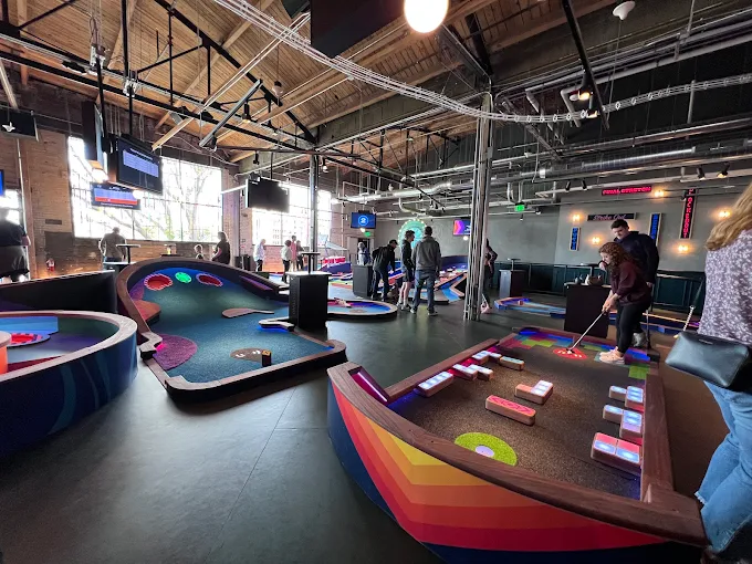 Mini golf at Puttshack Denver.