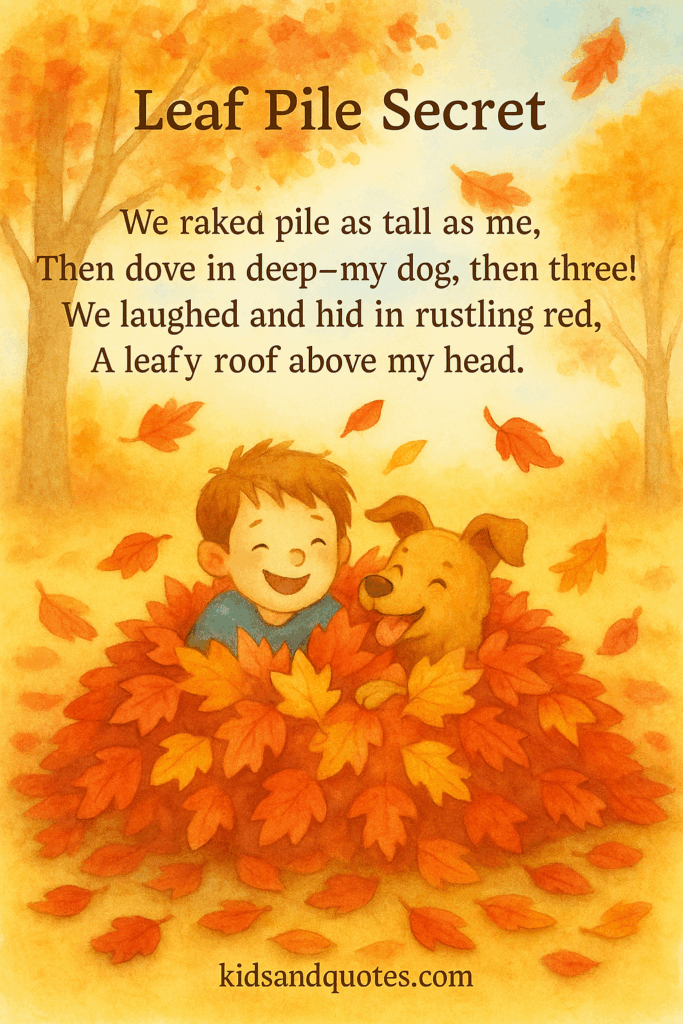 Leaf Pile Secret - a short poem on seasons.