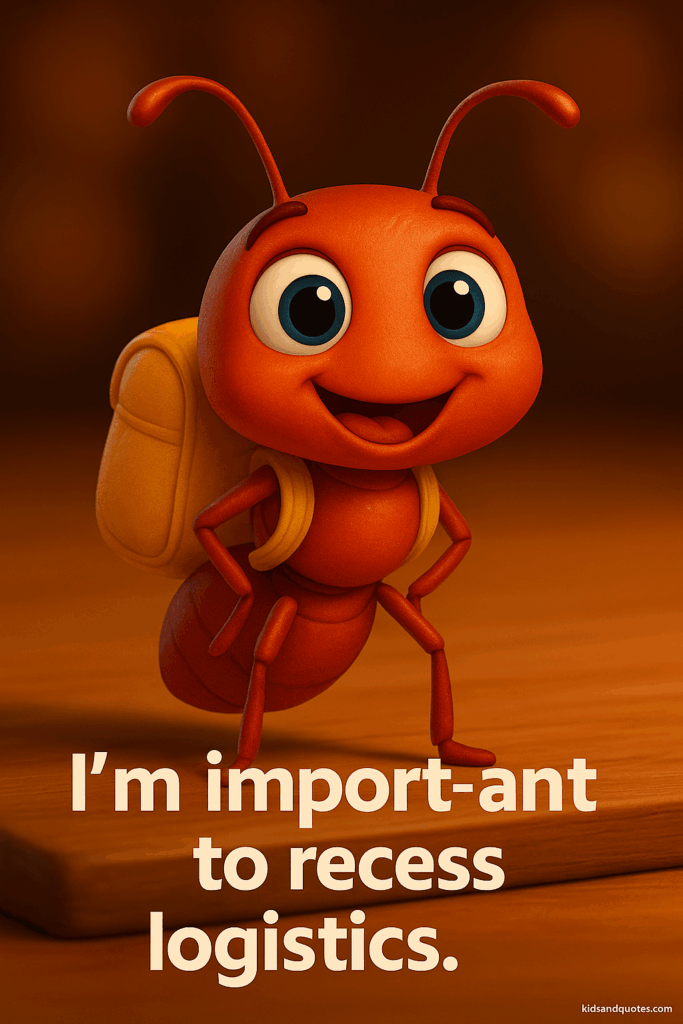 Ant pun - I'm import-ant to recess logistics.