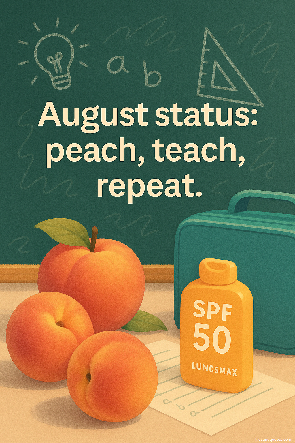 August  status: peach, teach, repeat.