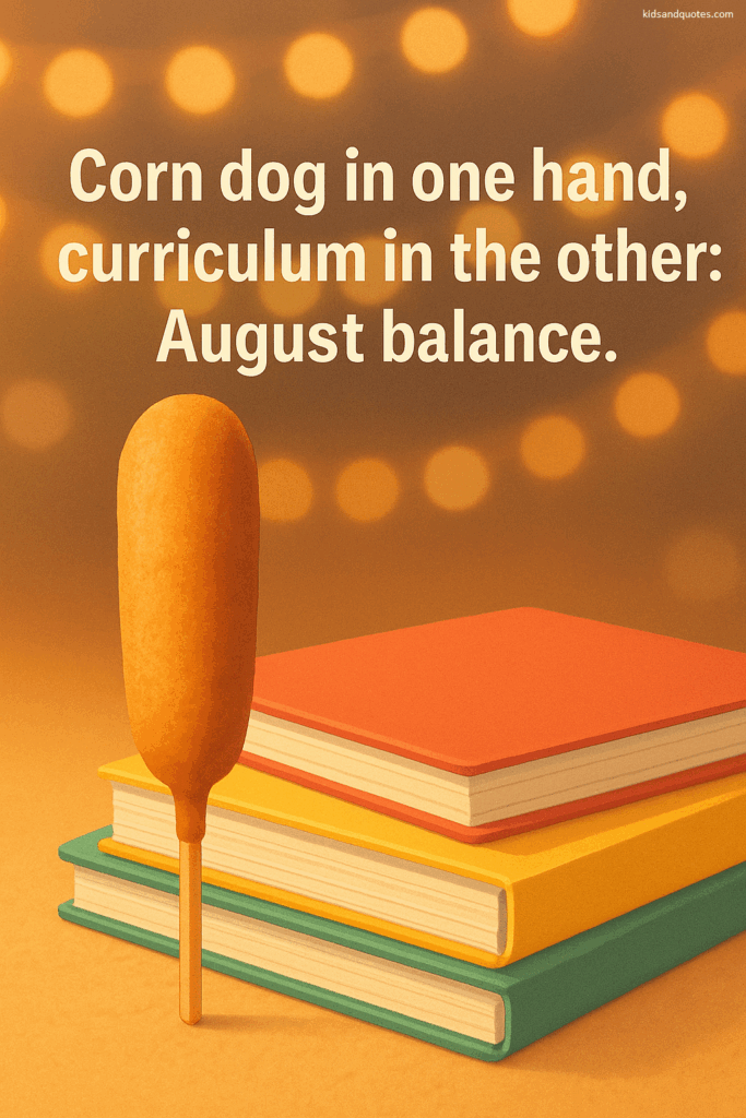 Corn dog in one hand, curriculum in the other: August balance.