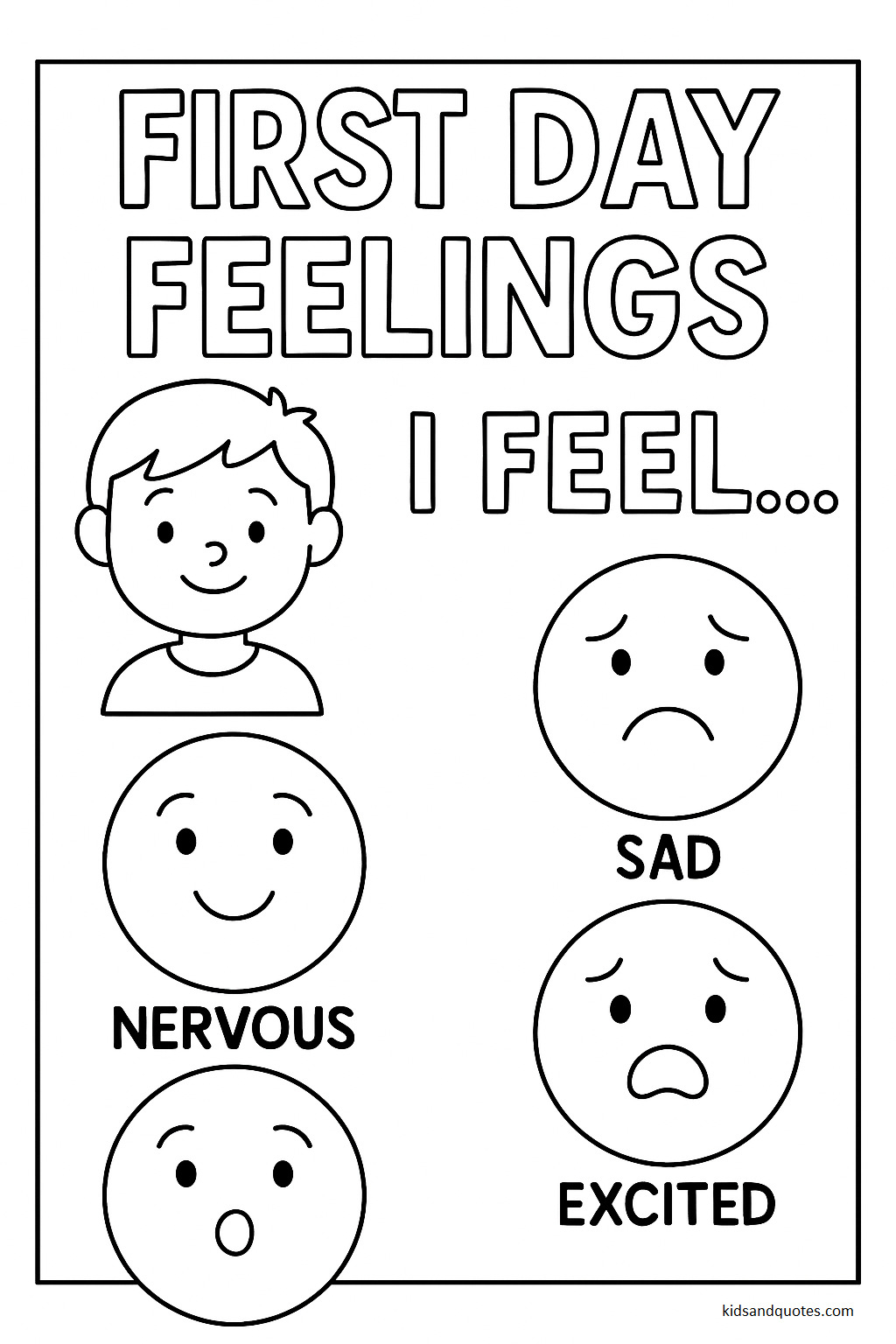 First Day Feelings - coloring page