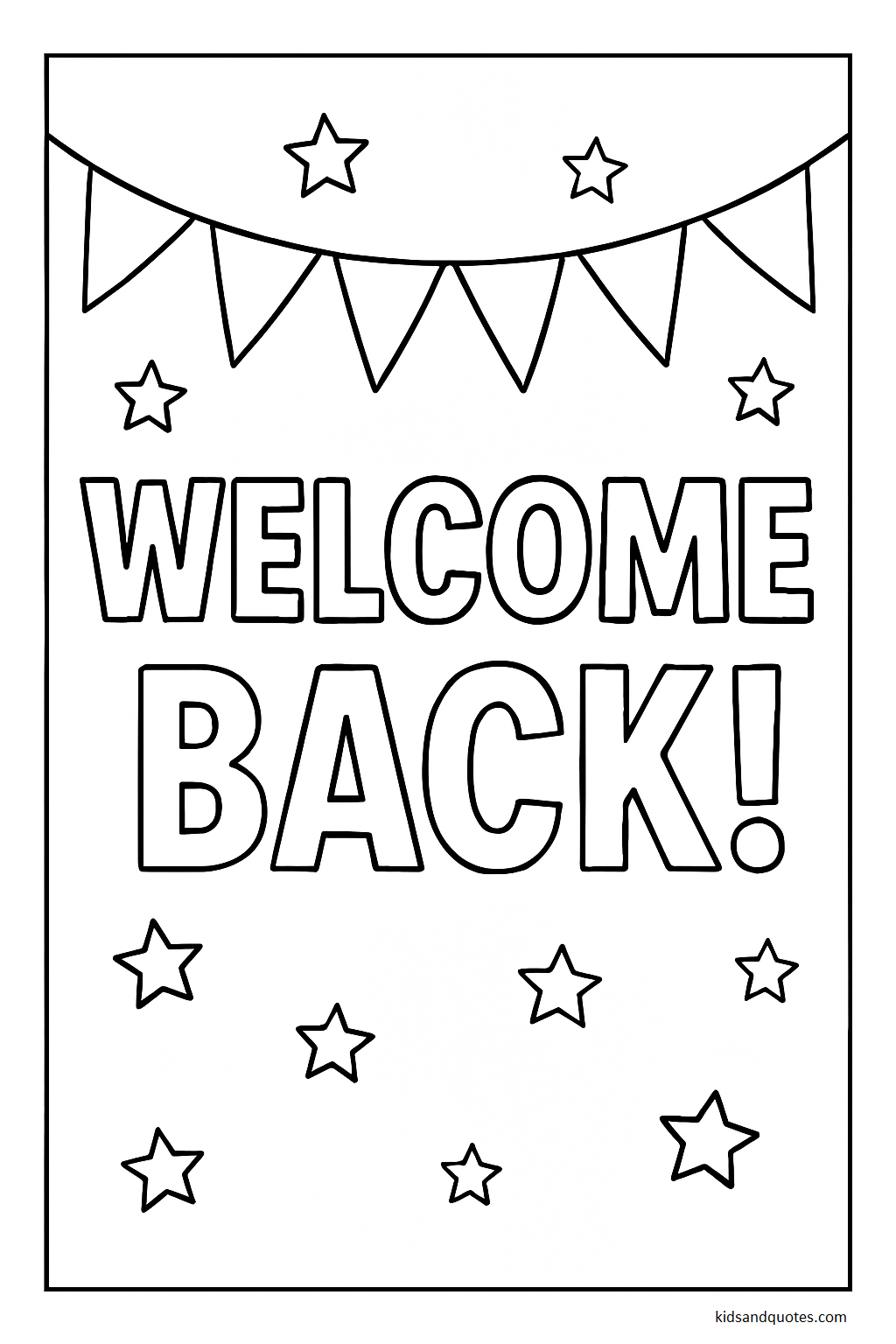 First day of school coloring page - 'Welcome Back' to color - vertical orientation.