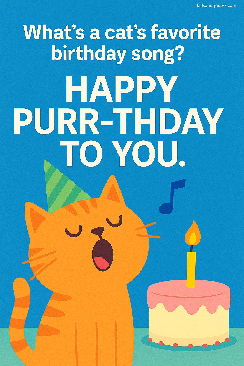 What's a cat's favorite birthday song? Happy purr-thday to you.