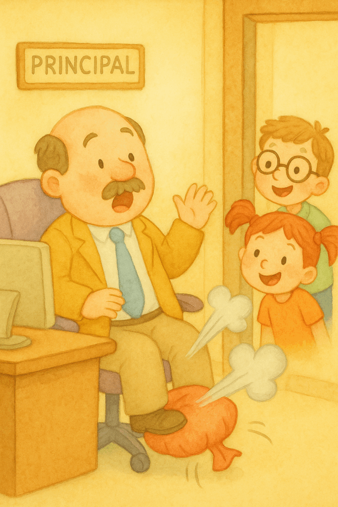 Funny short story with a twist - scene one: morning announcements mayhem.